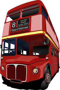 双层红色摄影照片_伦敦双层红色巴士。