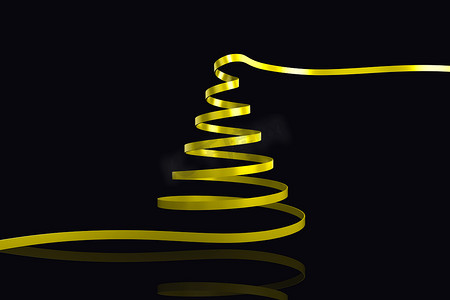 黄色圣诞树丝带的合成图像