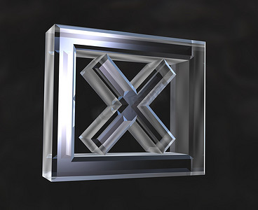 box摄影照片_透明玻璃中的 X Checked Box 符号 (3d)