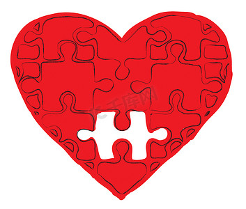 红心拼图作为浪漫爱情的概念