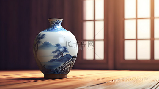 陶瓷背景背景图片_中国风青花瓷瓷器山水背景