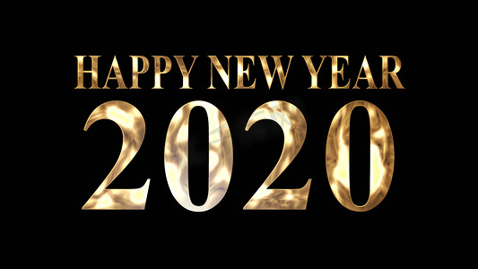 金色闪亮的文字“HAPPY NEW YEAR 2020”