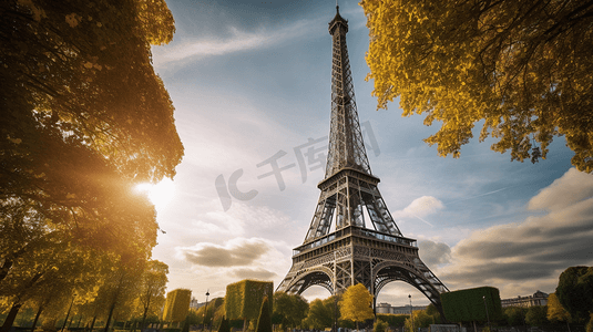 白天巴黎的埃菲尔铁塔