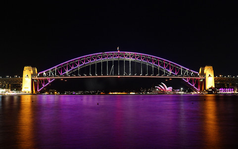 悉尼海港大桥摄影照片_粉红色的悉尼海港大桥