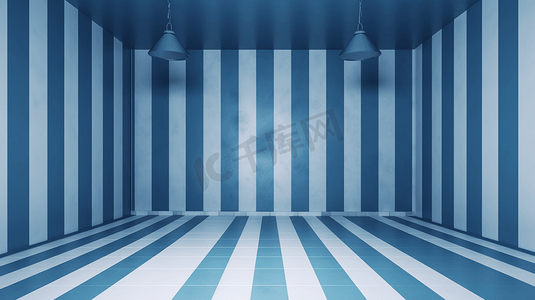 蓝白相间条纹墙