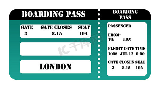 登机牌设计摄影照片_2012 年伦敦登机牌