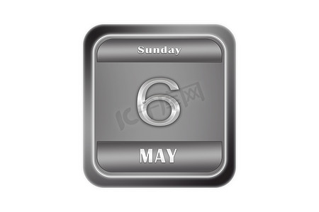 日期为 5 月 6 日星期日的大金属板