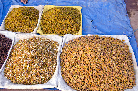 义卖摄影照片_印度德里市场义卖市场的干果和香料