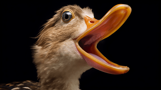 张嘴的logo摄影照片_一只张嘴的鸭子的特写