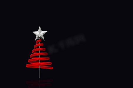 红色圣诞树螺旋设计的合成图像