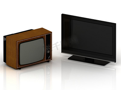 旧电视摄影照片_旧电视和新 LSD 电视