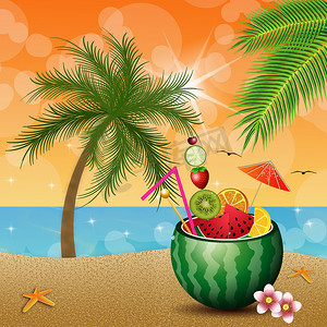 沙滩上的西瓜果实
