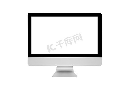 macbook摄影照片_智能现代 pc 与空白的白色屏幕隔离在背景上。