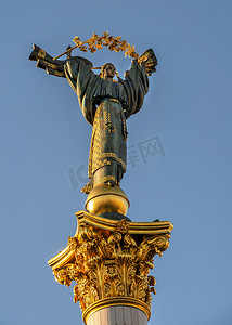 独立纪念碑在基辅，乌克兰