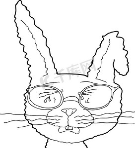 戴眼镜的哭泣兔的轮廓