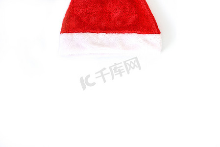 单个圣诞老人红色帽子与顶视图隔离在白色 backg
