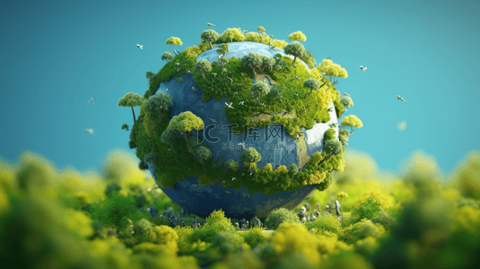 地球绿色环保背景图片_3D立体地球绿色保护节能环保环境