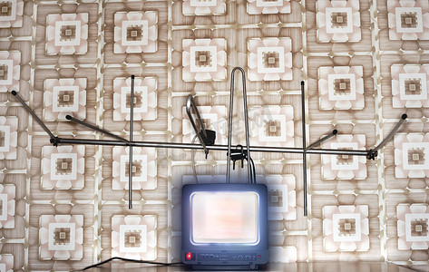 老式电视机与天线壁纸与图案