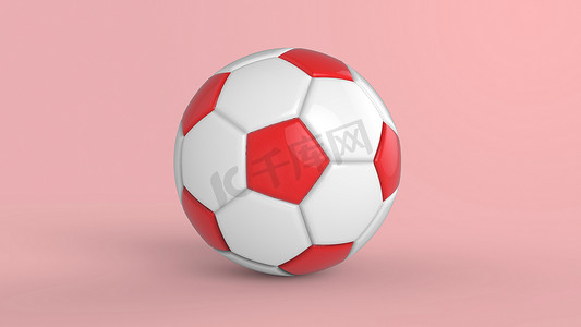 红色足球塑料皮革金属织物球隔离在黑色背景上。