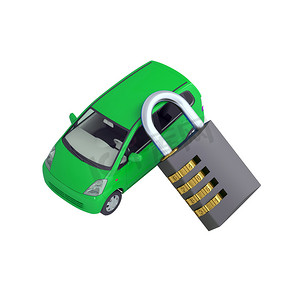 绿色小汽车和密码锁