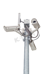 监控摄影照片_安全摄像头 (CCTV) 或监控摄像头。