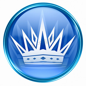 皇冠图标蓝色，白色背景上孤立。