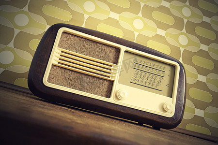 老式扬声器摄影照片_老式收音机