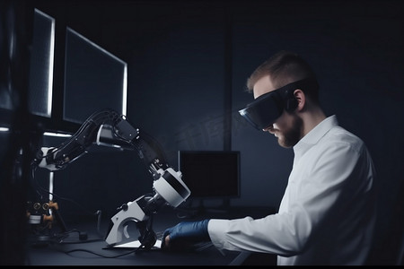 机器人人创新虚拟未来机器人技术工作眼镜三维 3d 工程师。