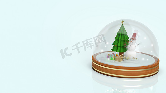 圣诞节内容 3d 渲染的雪水晶球。