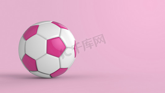 粉红色足球塑料皮革金属织物球隔离在黑色背景上。