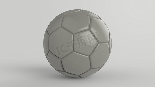 灰色足球塑料皮革金属织物球隔离在黑色背景上。