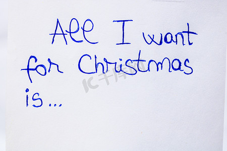 我想要的所有圣诞手写文本关闭隔离在 w