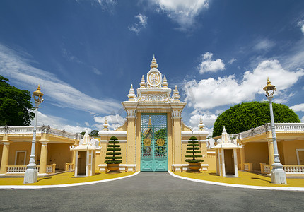 金边框gif摄影照片_柬埔寨金边市皇宫大门入口外观