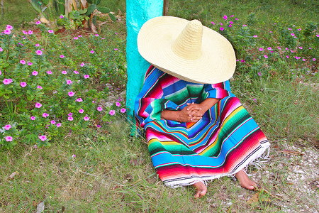 墨西哥懒人阔边帽帽子男士雨披午睡花园