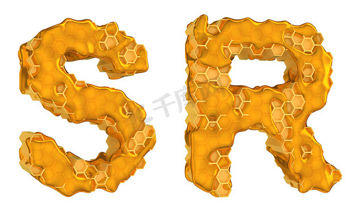 孤立的蜂蜜字体 R 和 S 字母