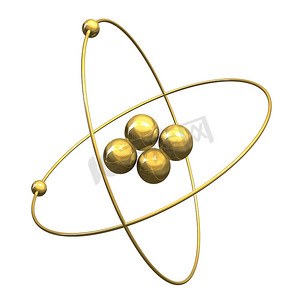 融合教育摄影照片_黄金的 3d 氦原子