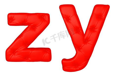 豪华红色皮革字体 Y Z 字母