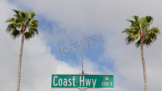 太平洋海岸公路，历史悠久的 101 号公路路标，美国加利福尼亚州的旅游胜地。