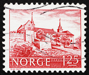 通信施工摄影照片_邮票挪威 1977 年奥斯陆阿克斯胡斯城堡