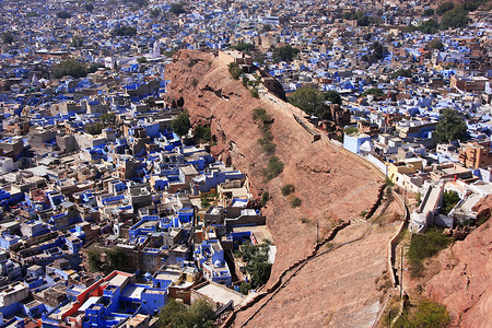 城堡垒摄影照片_从印度 Mehrangarh 堡垒看到的焦特普尔城