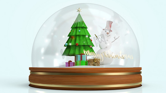 圣诞节内容 3d 渲染的雪水晶球。
