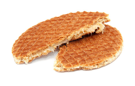 “Stroopwafel，切成两半的荷兰焦糖华夫饼”