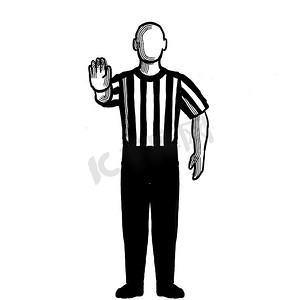 篮球裁判定向信号手势信号复古黑白
