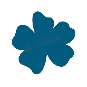 蓝色手绘花卉剪影。