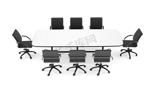 会议桌和黑色办公椅。