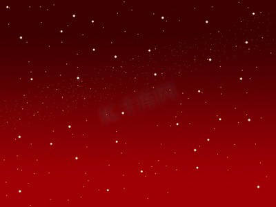 装饰小星星摄影照片_圣诞红色天空背景小星星