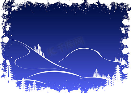 冷杉树雪花和圣诞老人​​的难看的东西冬天背景
