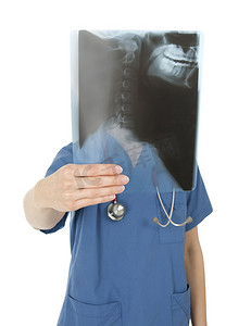 医生背后摄影照片_X 射线图像背后的护士