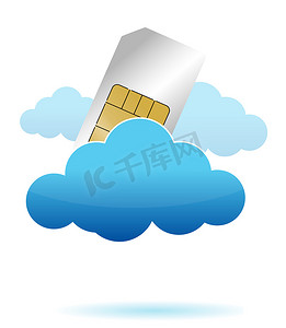 手机插画摄影照片_云插画设计中的 SIM 卡
