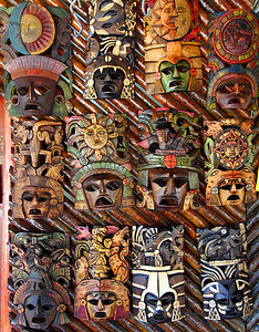 墨西哥木制面具手工木面